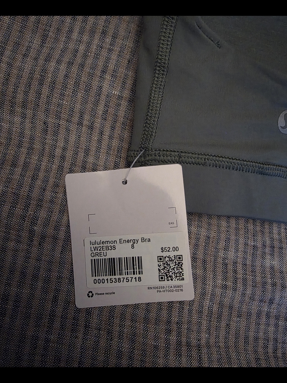 NWT New Lululemon Energy Scoop Sports Bra size 8 Grey Eucalyptus GREU Green - Picture 4 of 6
